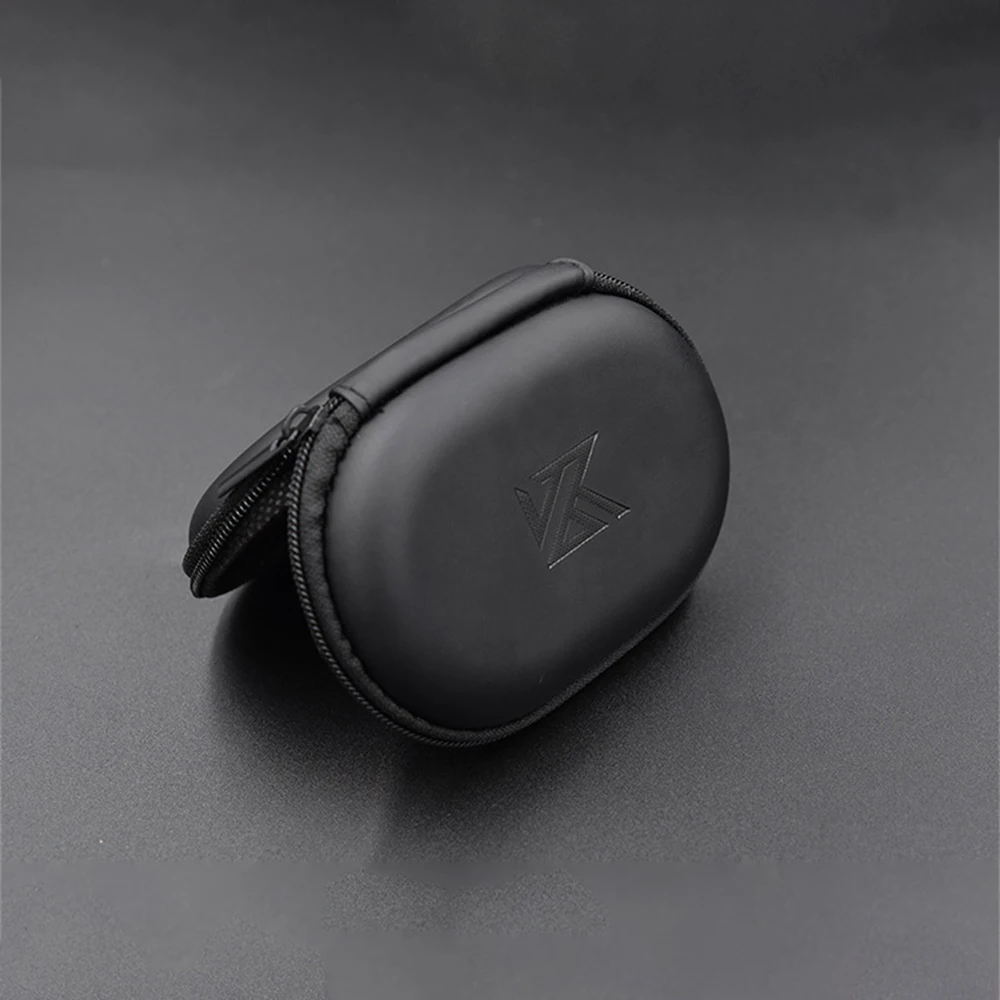 KZ Oval Earphone Storage Bag Headphones PU Zipper Storage Box Black Portable Hold Box For Earphone Headphone Accessories