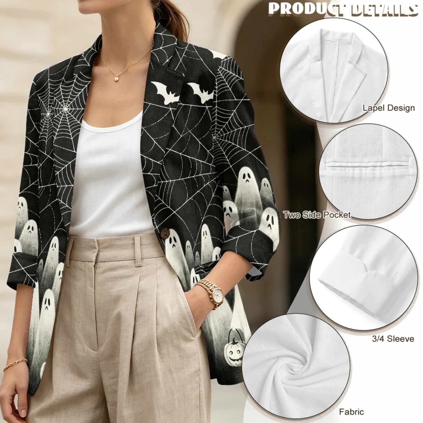PENSTROLL Halloween Casual Outerwear for Women Linen Like Cover Up Cardigans Beach Coverups view 5
