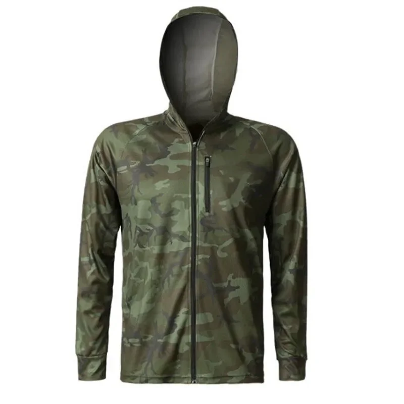 Novo estilo masculino roupas de pesca secagem rápida proteção solar camisas de pesca leve manga longa camisa de pesca hoodies com zíper