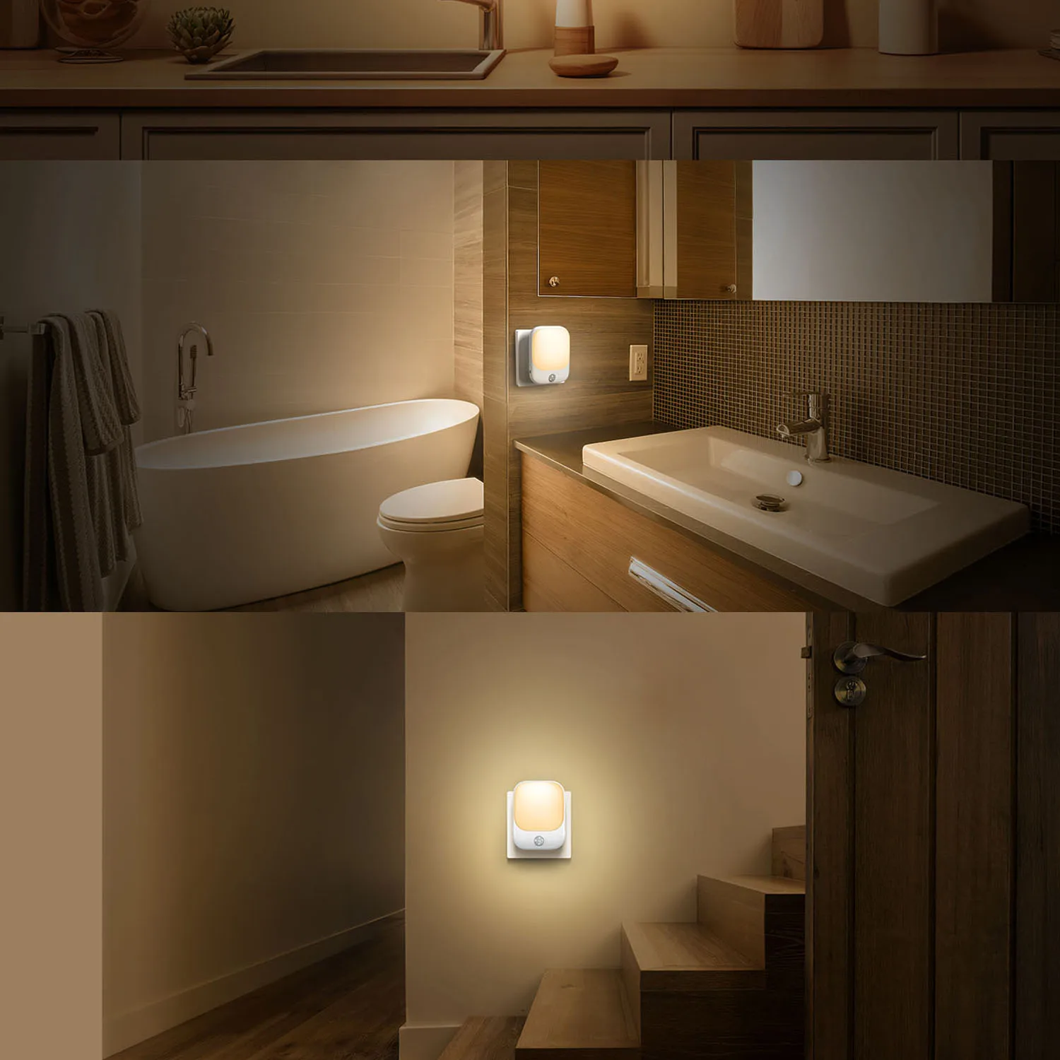 1pc/2pcs/4pcs/10pcs Smart LED Night Light with Sensor, Adjustable Brightness, Motion Sensor Night Light, Warm White