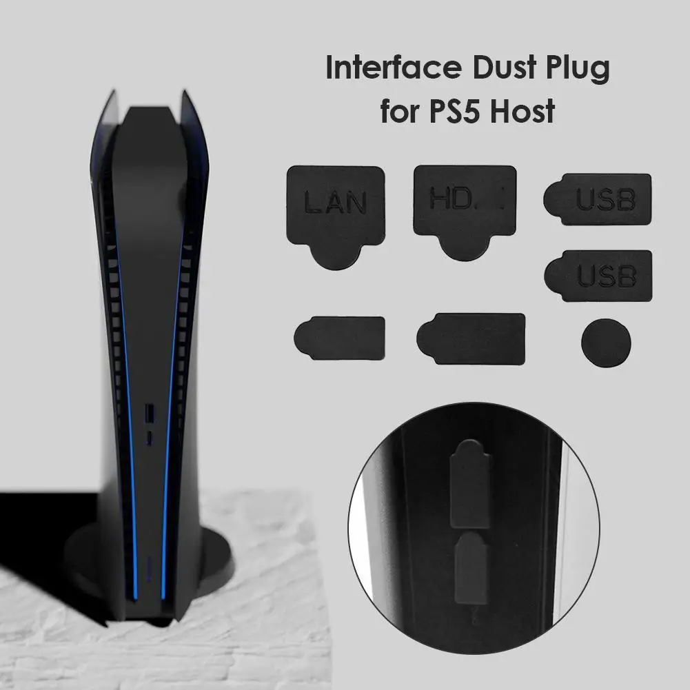 Dust Plugs Set USB HDMI-compatible Interface Anti-Dust Cap Cover Dustproof Portable Carrying Decor for PS5 Game Console