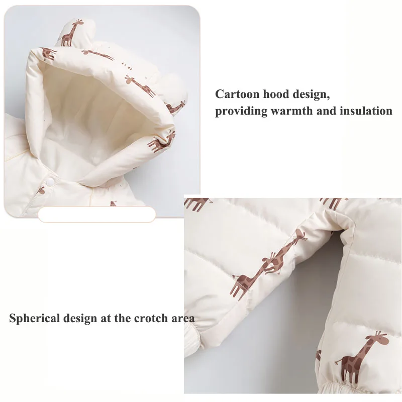 طفل الشتاء السروال القصير ملابس خارجية سنوسويت الأبيض بطة أسفل سميكة الأطفال بذلة 0-3 سنوات رومبير وزرة معطف #4