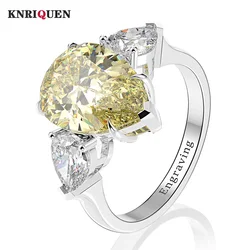 Sparkling 925 Sterling Silver 10*14mm 5ct Sapphire Ruby Topaz Lab Diamond Wedding Party Fine Jewelry Gemstone Rings for Women
