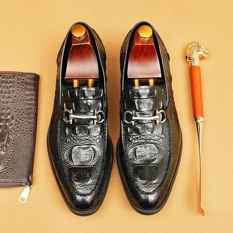 

Men'S Genuine Leather Vintage High Quality Shoes Luxury Wedding Formal Dress Classic Elegant Italian Black Shoe