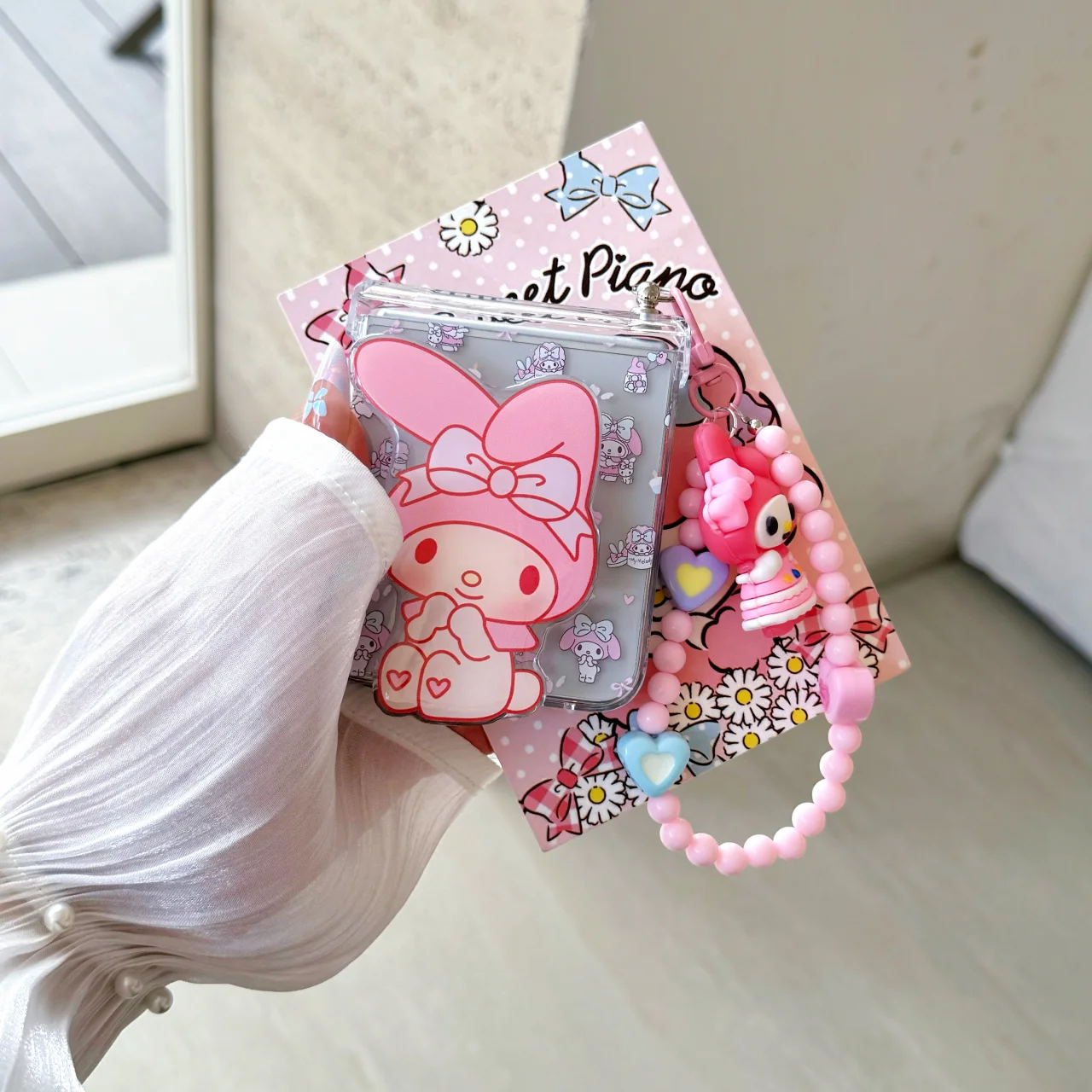 Vollbild-Cinnamoroll My Melody, faltbare Handyhülle für Samsung Galaxy Z Flip 7 FE 6, 5, 4, 3, 5G mit Trageband, magnetische Standabdeckung