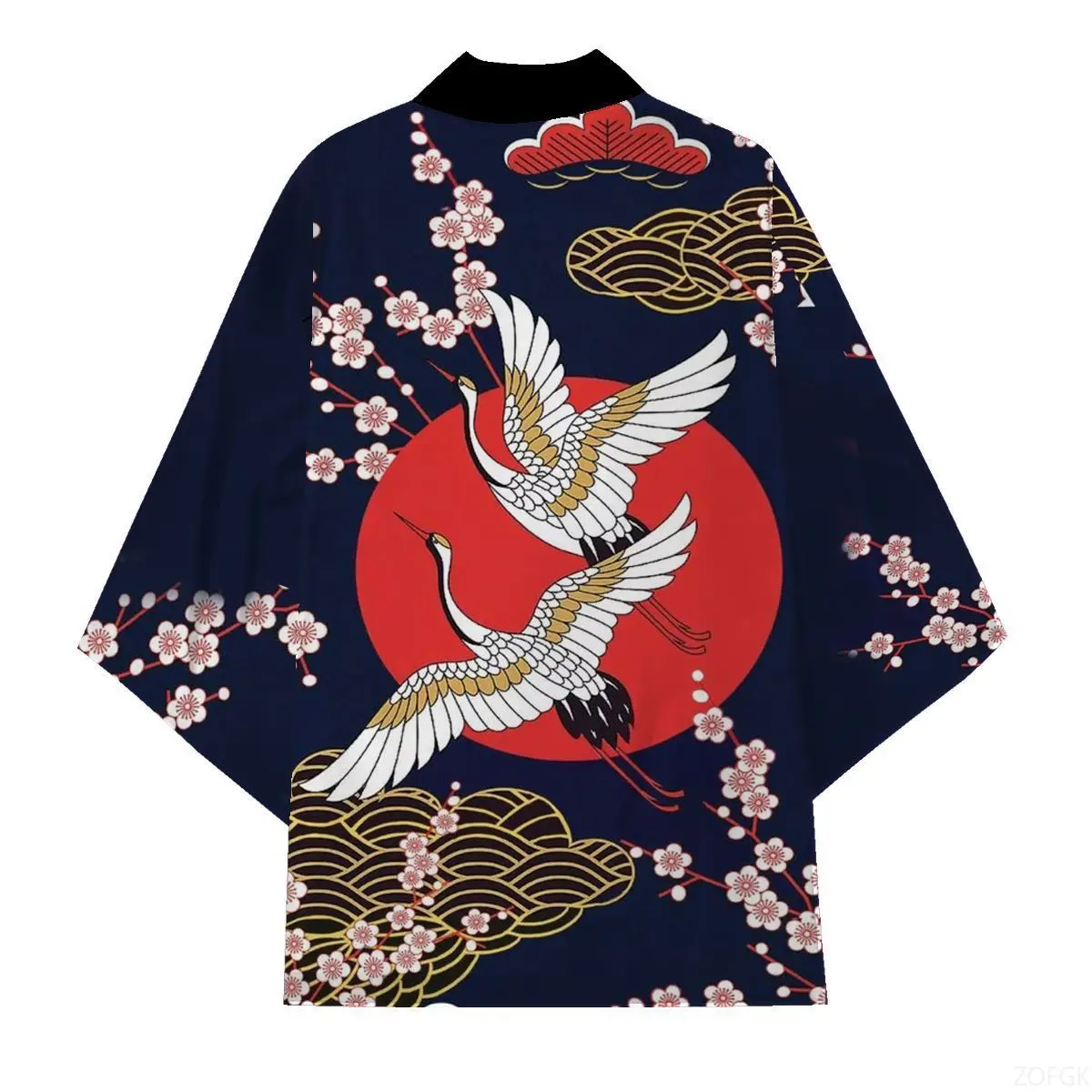 سترة صيفية على الطراز الياباني Ukiyo-e، عباءة كيمونو، سترة مطبوعة رقمية ثلاثية الأبعاد على الطراز الصيني منسوجة بالريش