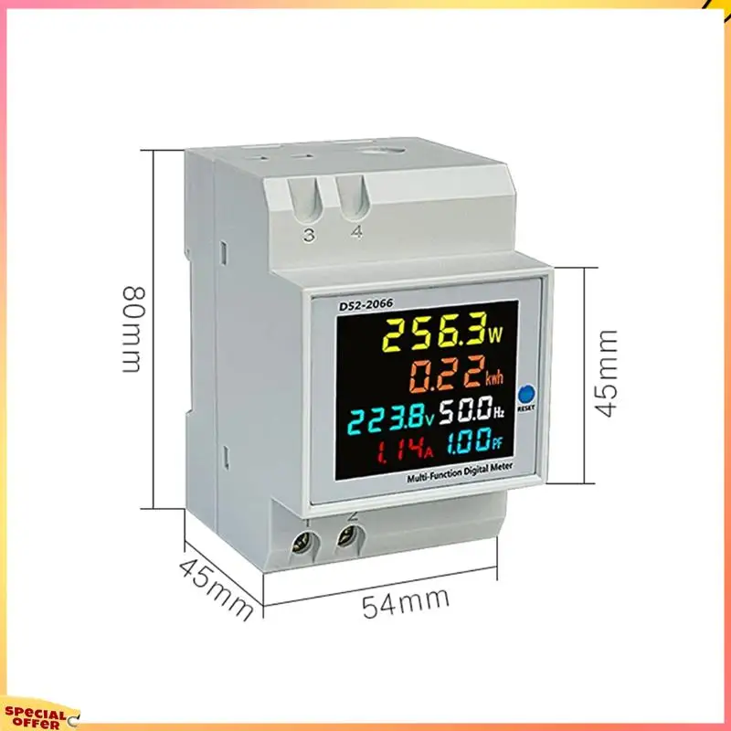 ABFI Digital Single Phase Energy Meter Tester Power Usage Monitor AC110V 40V-300V100A Frequency Power Factor Meter Multimeter
