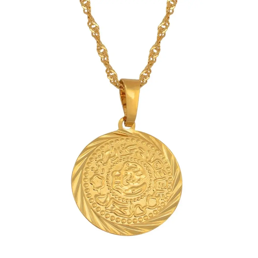 Anniyo Charm Coin Pendant Necklaces Gold Plated Arab African Money Sign Chain Jewelry Middle Eastern Coin Money Maker #049606