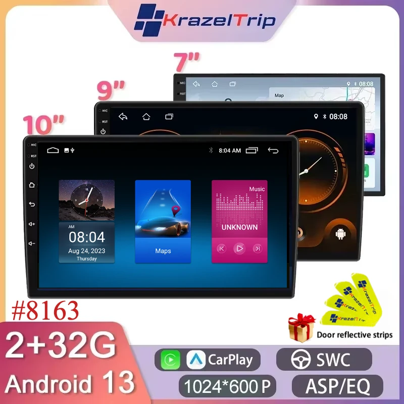 

#8163 7 9 10 Inch Car Radio Car Stereo 1280*720P Android Auto Carplay Universal Car Multimedia Player for Hyundai Kia Toyota BMW