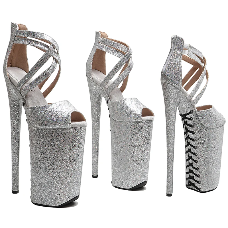 

Leecabe 26CM/10inches Glitter Upper sexy exotic High Heel platform party sandals stripper heel Pole Dance shoes