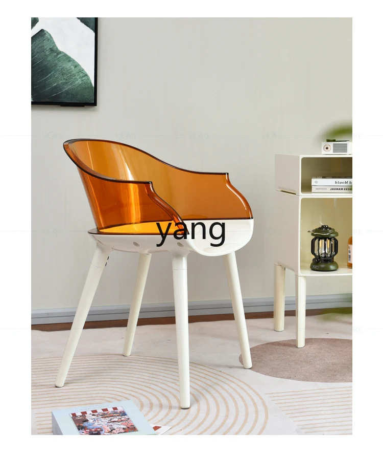 LMM  Chair Design Acrylic Dining Chair Cream Style Home Backrest Internet Celebrity Armrest Plug Office Chair