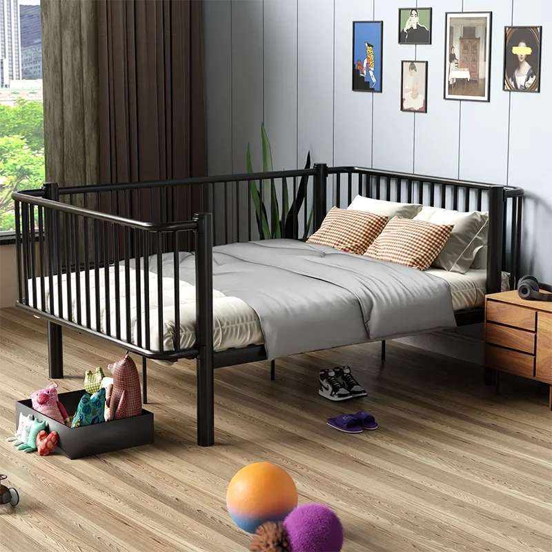 

2024 new wrought iron bed with fence 1.5 meters bed with guardrail suspension no bedside 1.8 meters double