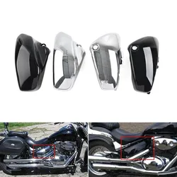 1 Pair Motorcycle Battery Side Fairing Cover Chrome/Glossy Black For Suzuki Boulevard Voluisa C50 VL400 VL800 2001-2017