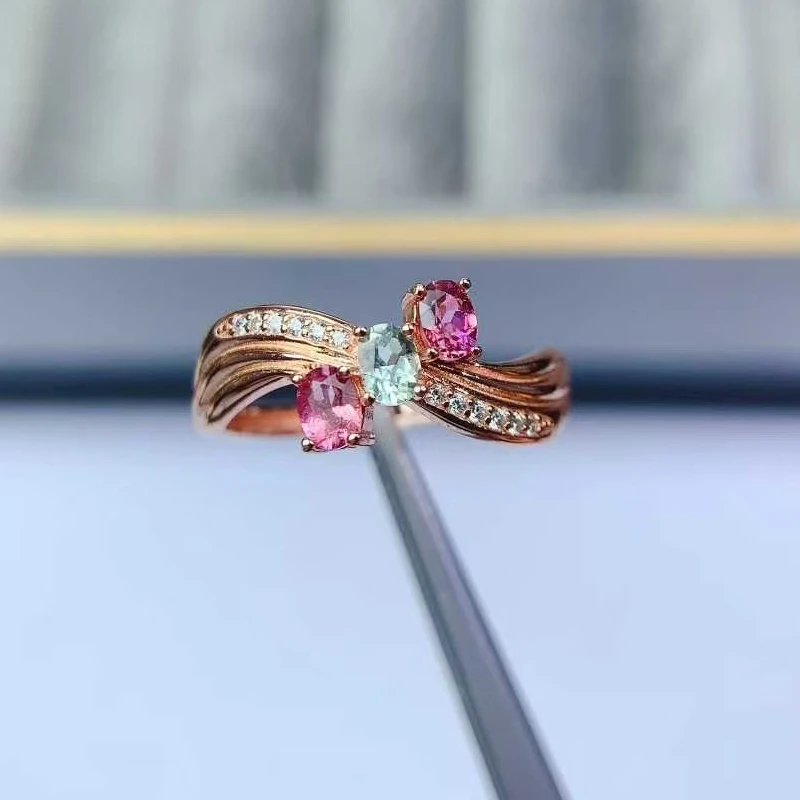 

Кольцо из чистого серебра 925 пробы с драгоценными камнями, 3 мм*4 мм, кольцо с натуральным турмалином, с сертификатом, ювелирные изделия из стерлингового серебра с турмалином