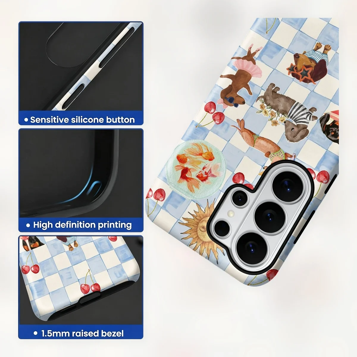 Funny Dogs Summer 2-in-1 Dual-Layer Phone Case for Samsung Galaxy S26 S25 S24 S23 S22 S21 Plus Ultra FE S20 FE A56 A17 A16 A15