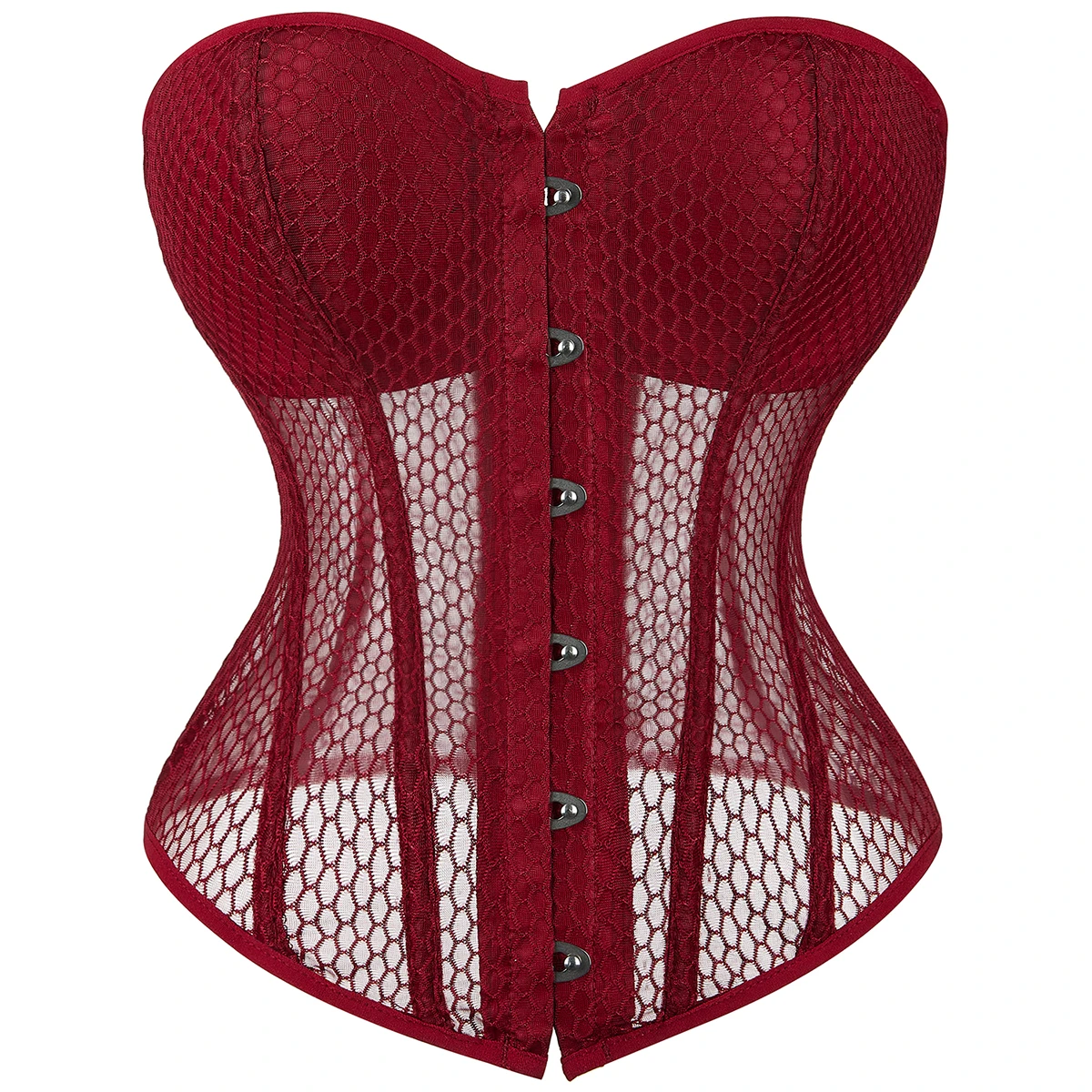 

Sexy Red Mesh Corset Gothic Corsets and Bustiers Top Overbust Corset for Slimming Waist Belt Body Shapewear Women Modeling Strap