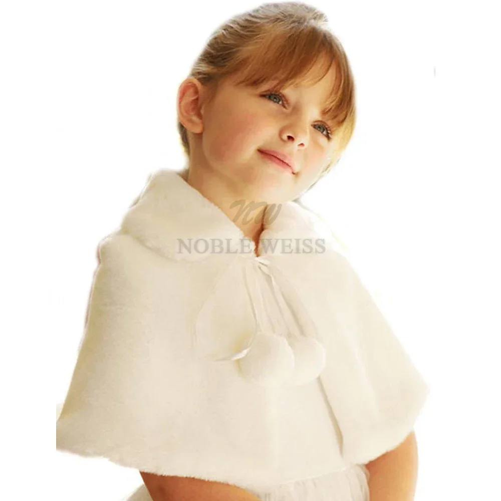 Child Wedding Fur Wrap Winter Warm Children Prom Party Coat Little Kids Shawl Customized