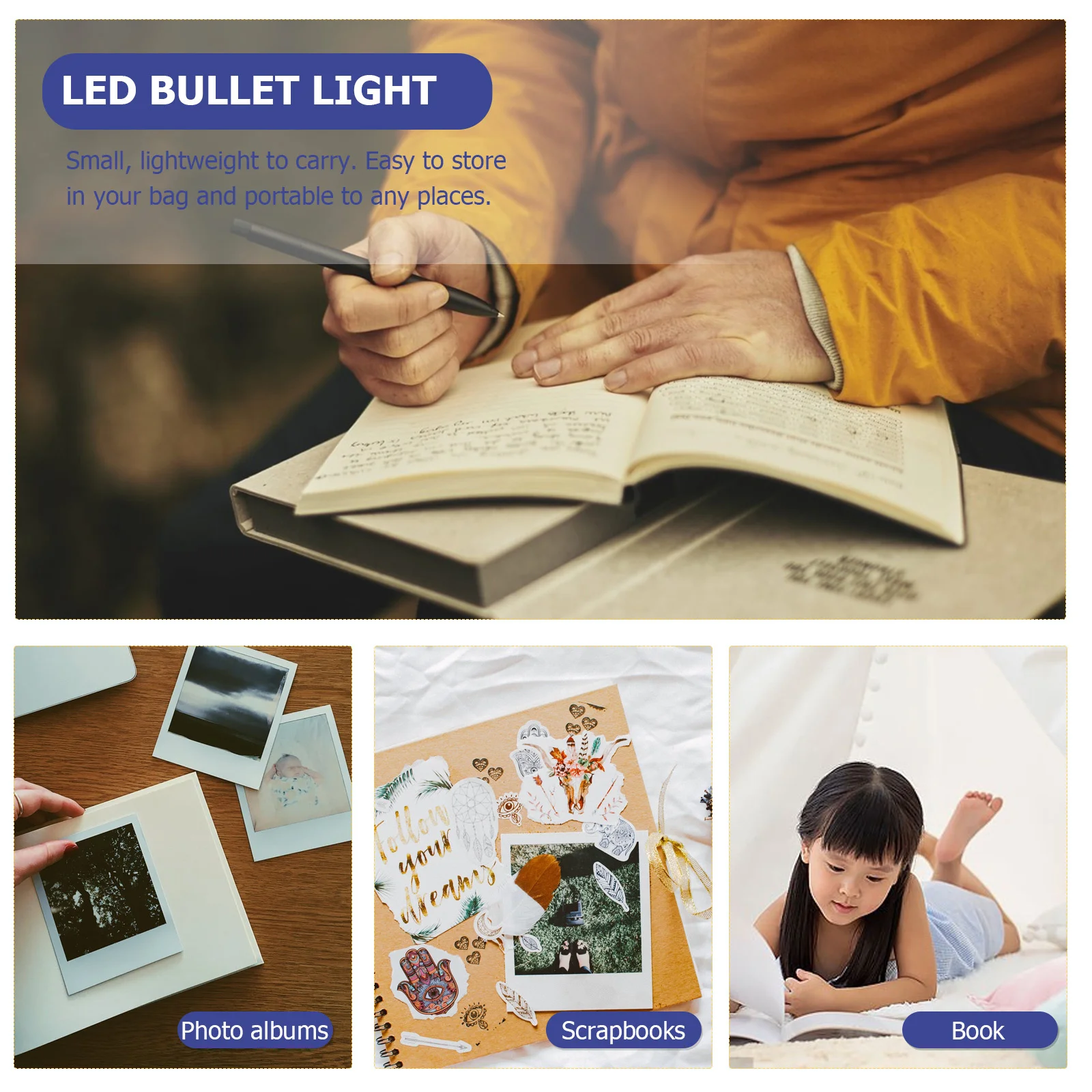 

Portable Clip on Book Lamp LED Light for Night Reading Adjustable Angle Easy to Store Mini Design Silver LED Light