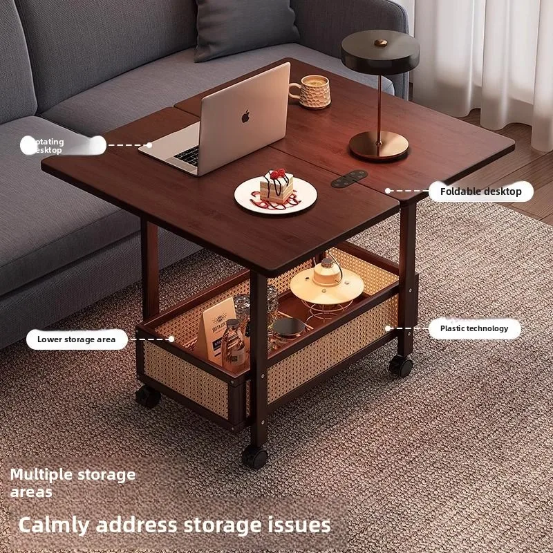 

Прочный мобильный журнальный столик-тумба для дивана, складной, для гостиной, прикроватный, передвижной