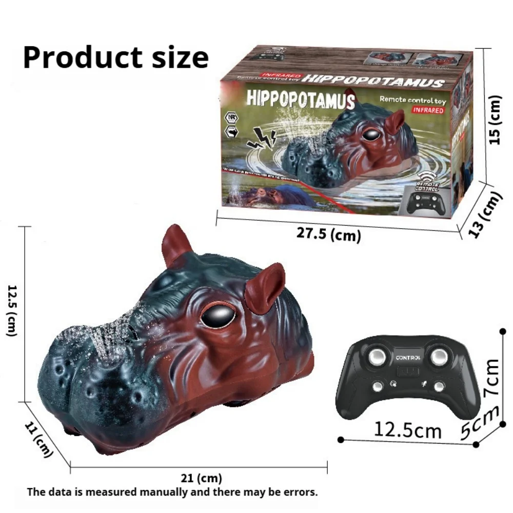 

2,4 ГГц электрический бегемот с дистанционным управлением, водная игрушка, реалистичная модель животного, распыление воды и мигающие глаза для детей