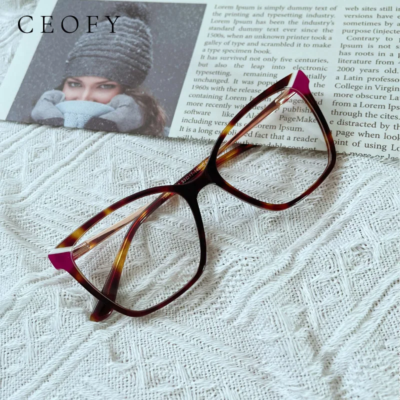 Ceofy Women Fashion Glasses Frame Optical Prescription Myopia Big Brand Designer Eyeglasses Frame for Women High Quality