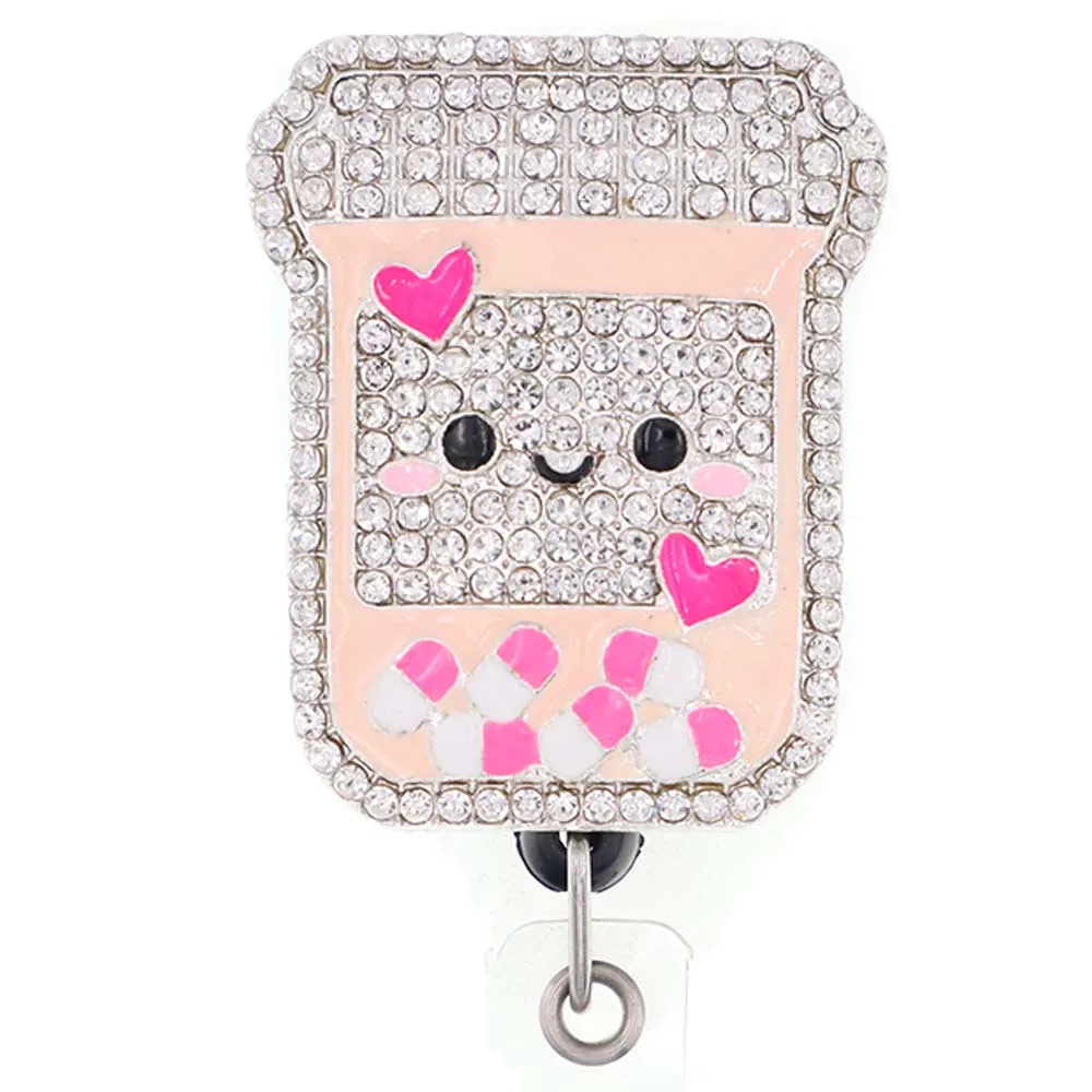 

Nurse Accessories Rhinestone Medicine Bottle Badge Reel for Nurse Doctor ID Name Badge Holder