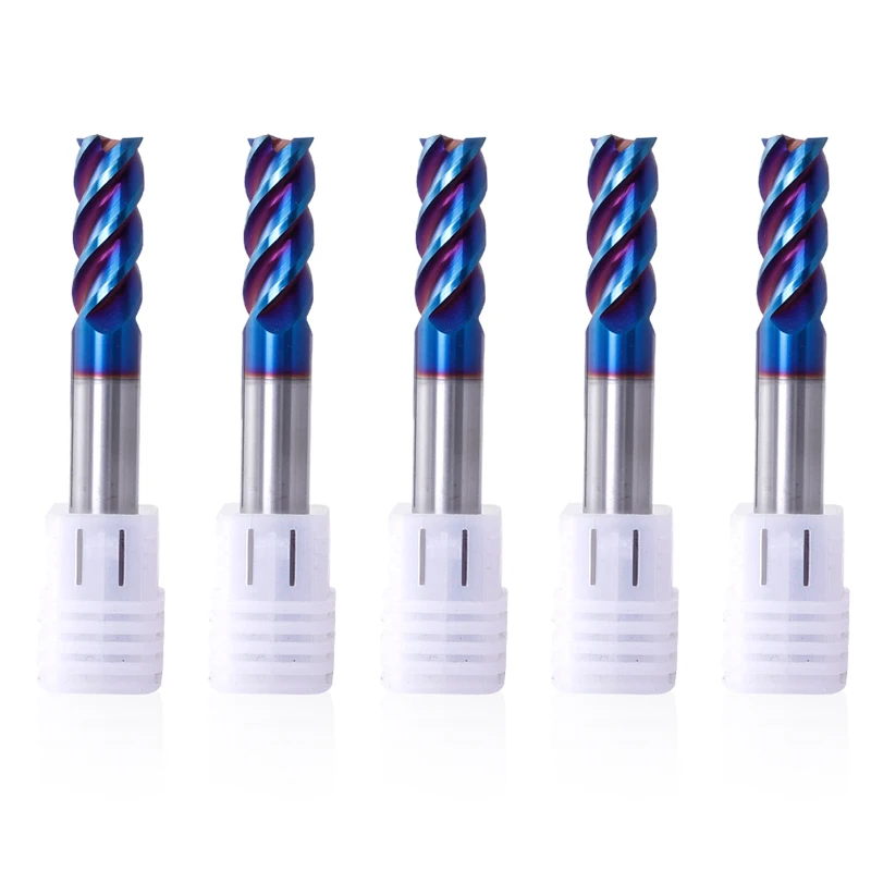 ZGT CNC Milling Tools HRC65 4 Flute Tungsten Steel Milling Cutter End Mill Metal Cutter Alloy Carbide 3mm 4mm 6mm 8mm 10mm 12mm