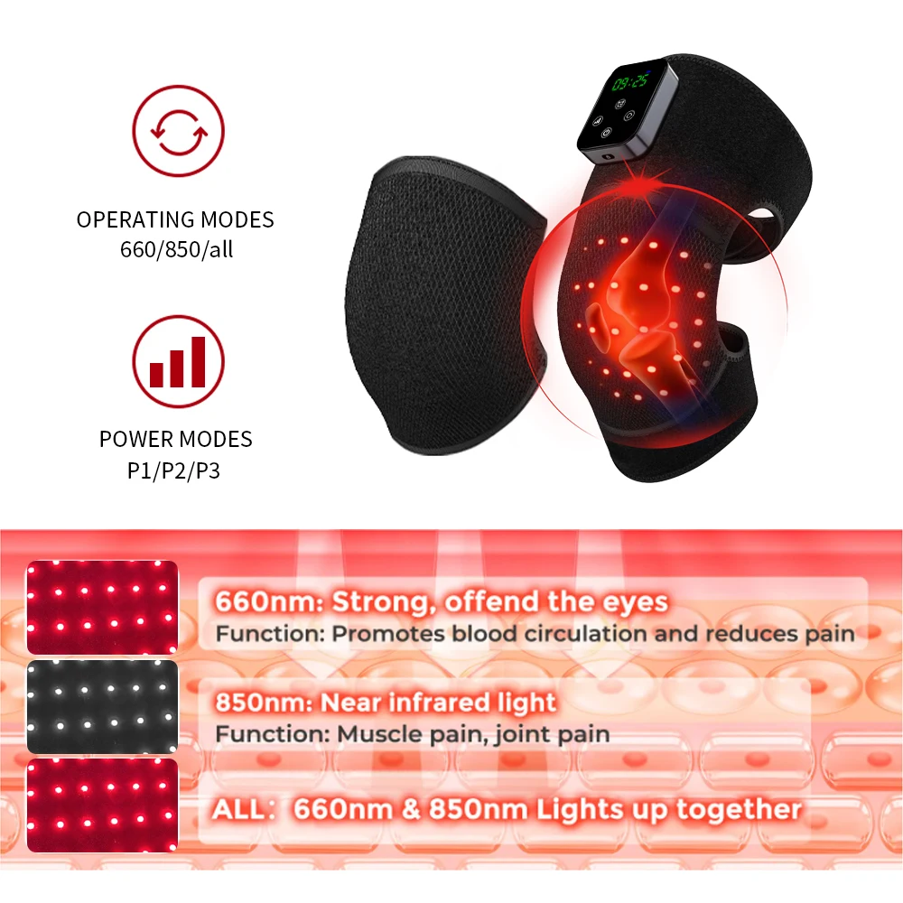 Cordless Red Light Therapy Knee medical red light therapy device foot and knee Pain Relief Pad red light therapy knee massage