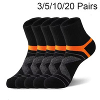 3/5/10/20 pairs of black men's socks, sports socks for leisure and running, high quality and breathable for autumn and winter.
