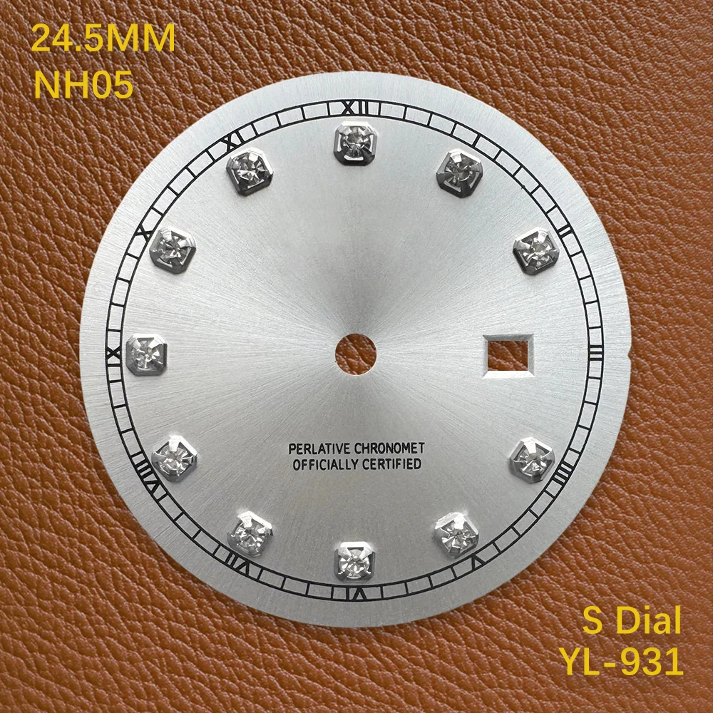 24.5 mm S Logo Diamond Dial Suitable For NH05 Japan Movement Roman Diamond High Quality Watch Modification Accessories Women's