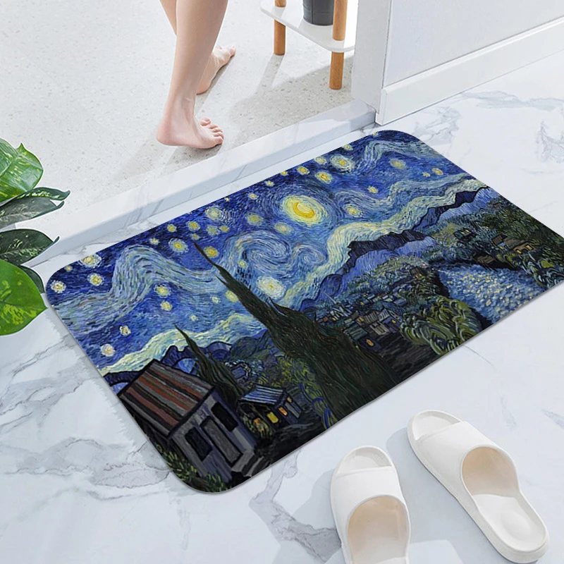 

Bath Rugs A-Van Gogh Arts Custom Rug Aesthetic Funny Doormat Entrance Door Mat Kitchen Carpet Home Entrance Mats Non Slip Carpet