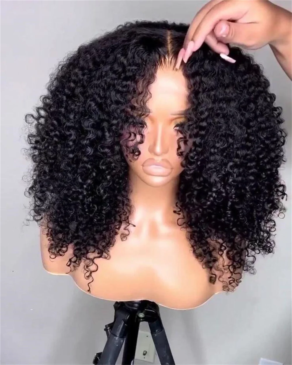 Macio preplucked 26 Polegada 180 densidade preto longo perucas dianteiras do laço para mulheres kinky encaracolado cabelo do bebê sem cola boa textura