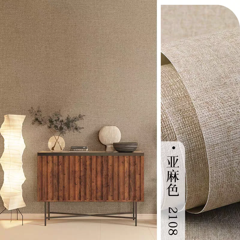 Neutral Grey Linen Texture Wallpaper Non Self-Adhesive Solid Plain Wall Paper Covering for Minimalist Interior Home Decoration