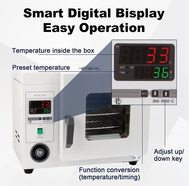 Horno Industrial Digital de 16L, Gabinete de Secado, Horno de Cocción a Caliente, Horno de Laboratorio de Alta Temperatura, Horno de Secado por Ráfaga Eléctrica