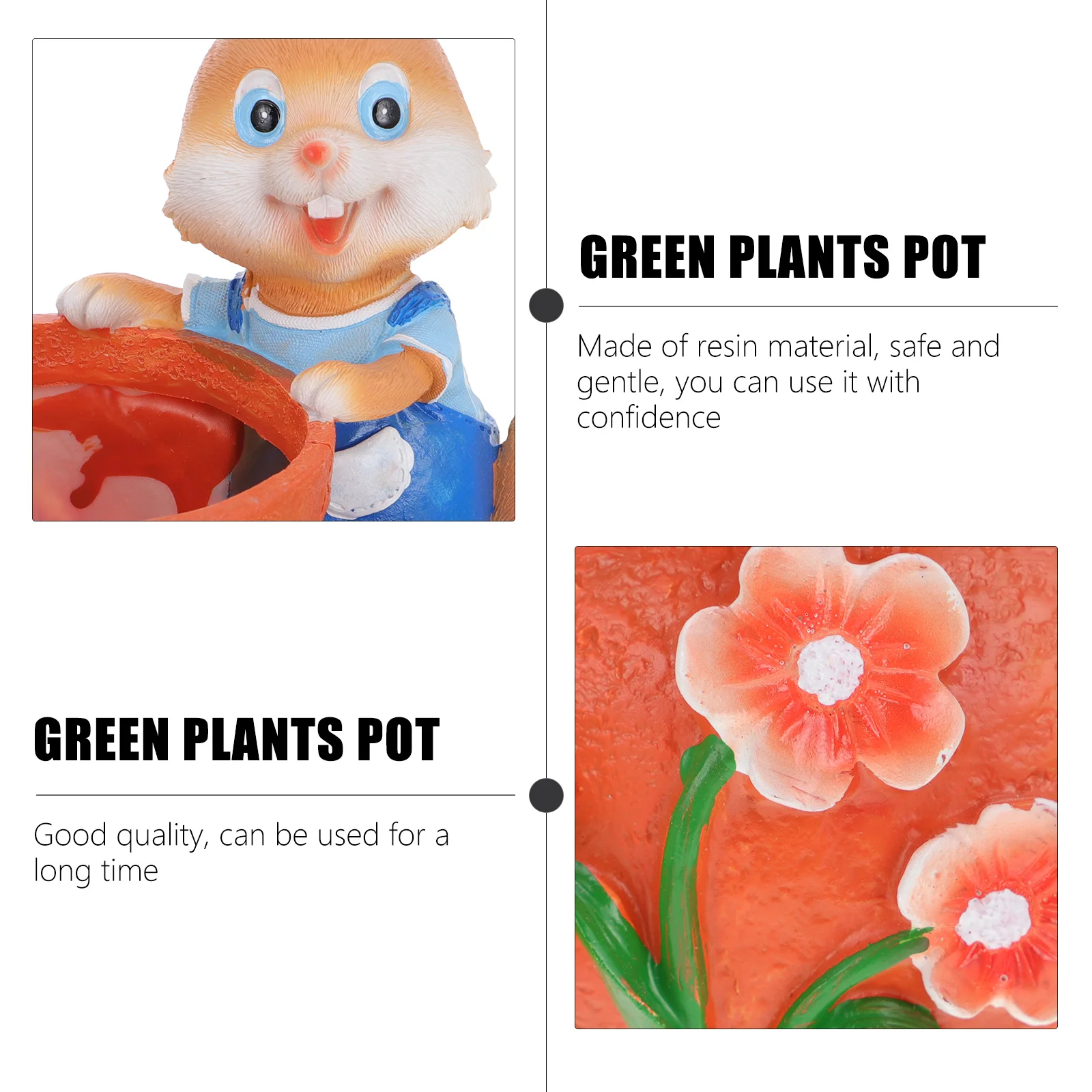 

1Pcs Rabbit-Shaped Succulent Flowerpot Resin Planter Cartoon Design for Balcony Garden Terrace Home Decoration