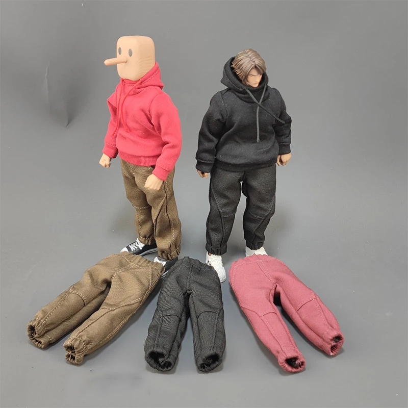 

1/12 Мужская спортивная одежда с солдатиком, повседневные толстовки с длинными рукавами и кулиской, однотонная толстовка, штаны для 6-дюймовой фигурки, игрушка для тела