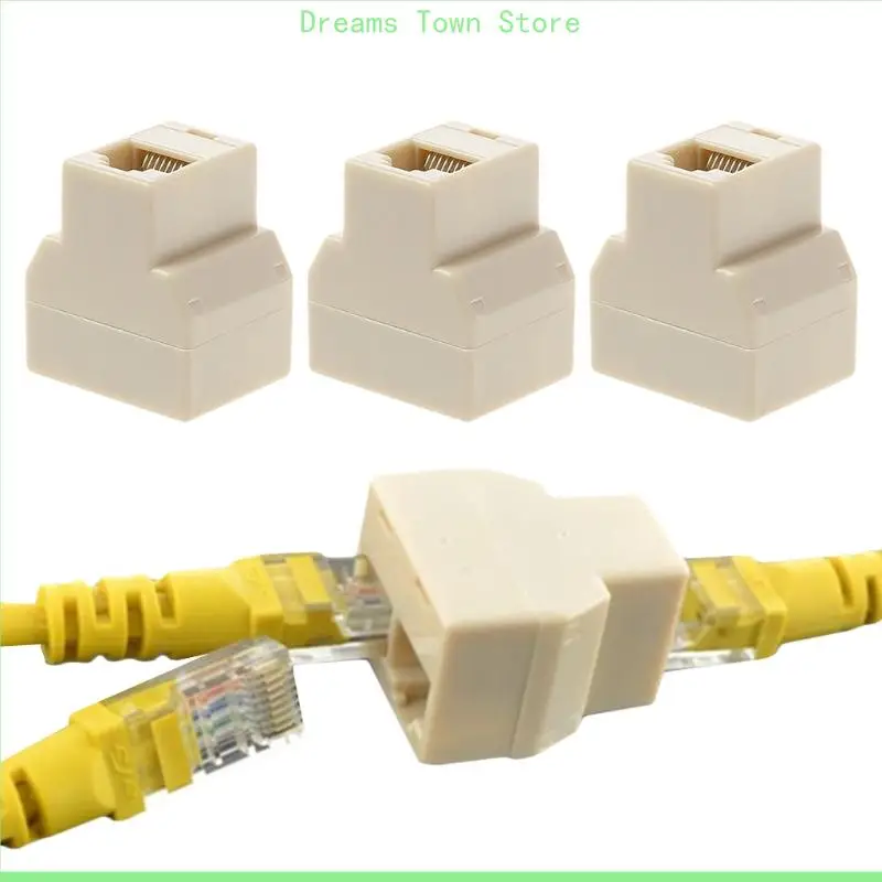 HX6A 3pcs 1 2 vías Cable red Ethernet Ethernet RJ45 Conector divisor femenino Adapte