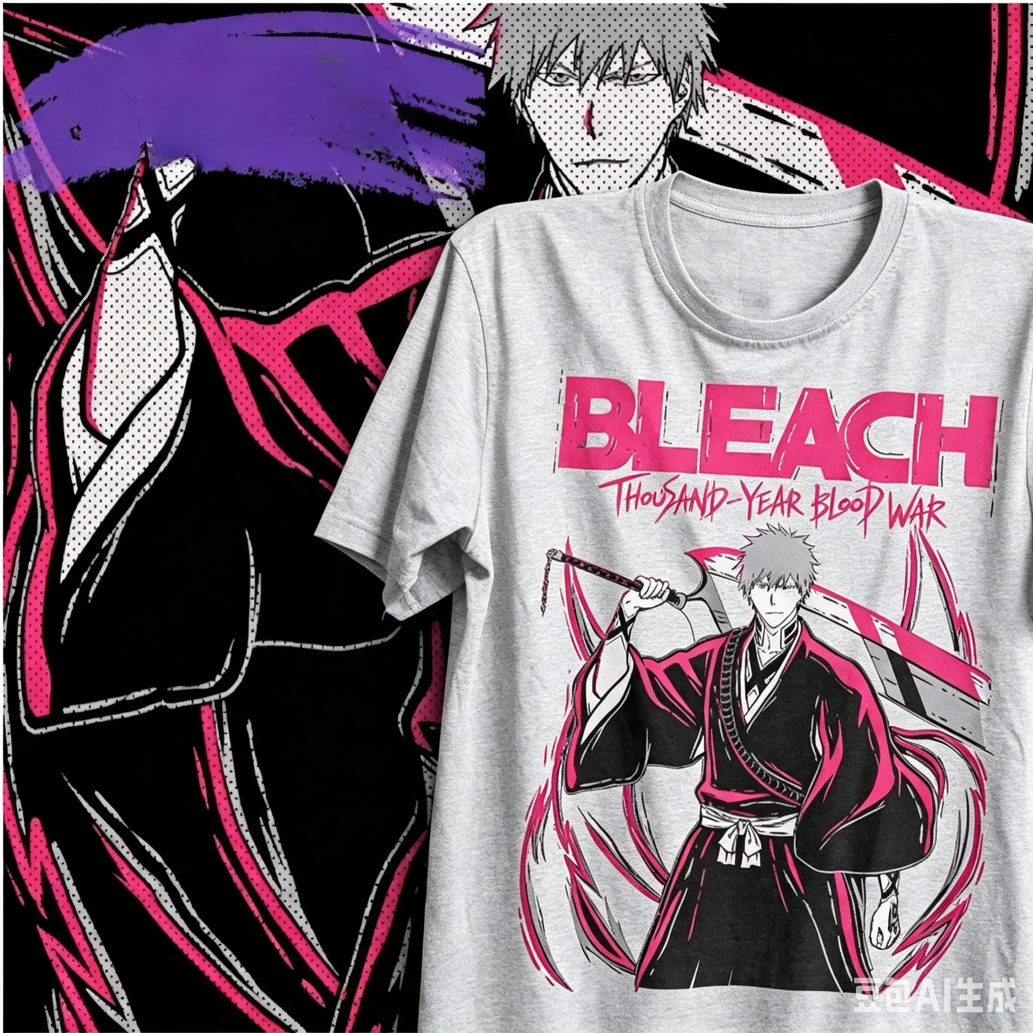 2026 Bleach Ichigo Thousand-Year Blood War Anime Graphic T-Shirt Oversized Y2K Soft Cotton Tee For True Anime Series Supporters view 2