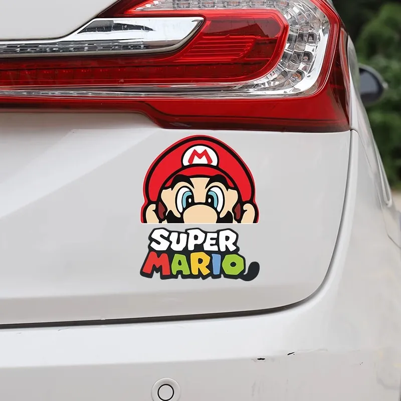 Mario Car Stickers Creativity Cute Decoration Scratch Blocking Waterproof Cartoon Electric Vehicle Decoration Stickers
