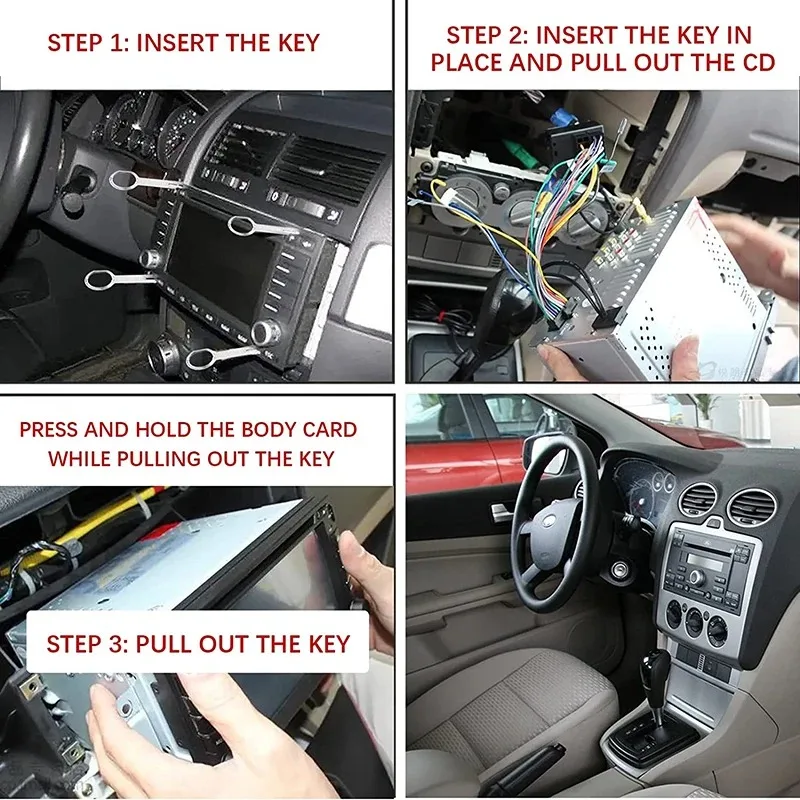 4 шт., инструмент для снятия автомобильного радио, стерео экстрактор, штифт для снятия ключа, головное устройство, инструмент для установки аудиосистемы для VW Audi Ford Mercedes Benz Skoda
