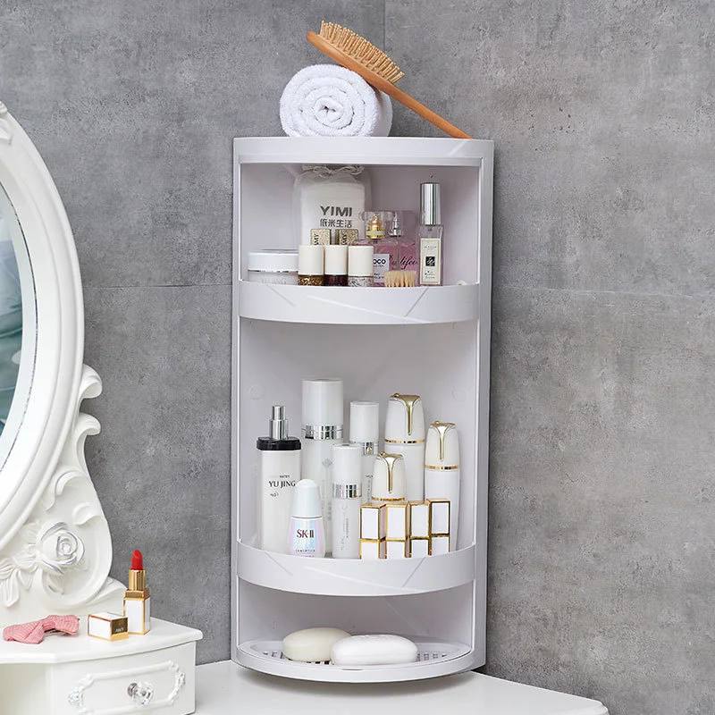 

2Layer Bathroom Corner Storage 360 Rotating Wall-Mounted Shelf Shampoo Cosmetics Kitchen Household Bathroom Storage Accessories