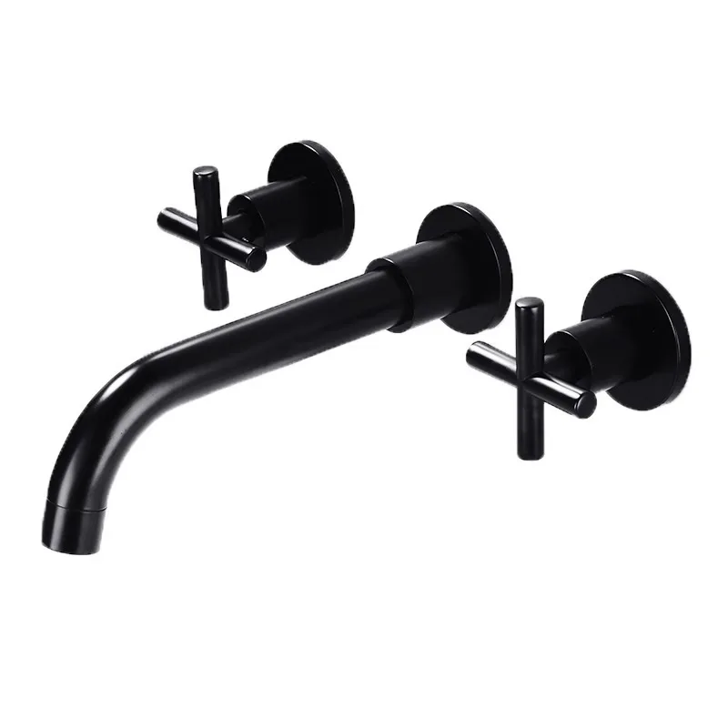 

Concealed all-copper built-in three-piece set black modern washbasin bathroom basin faucet washbasin