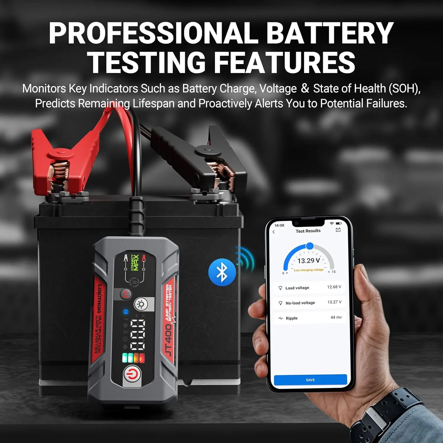 JT400 2500A Jump Starter مع جهاز اختبار بطارية 12 فولت وJ1350 PRO LiFePO4 1350 Amp Jump Starter #5