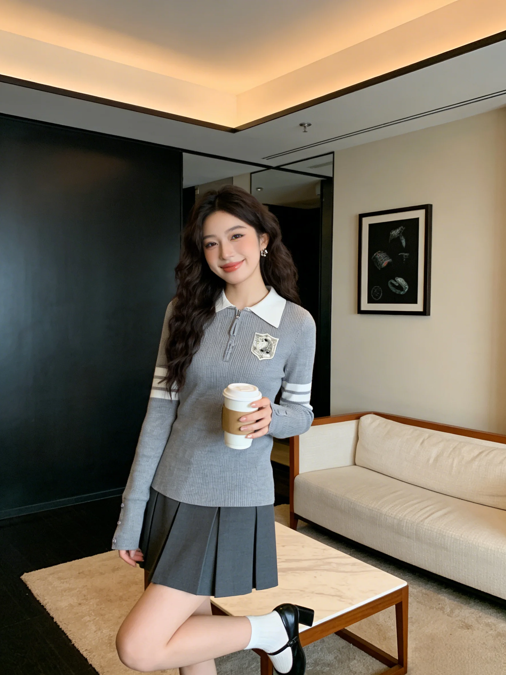 

Облегающая трикотажная базовая футболка в полоску с цветовыми блоками для ранней весны, корейский стиль, мягкая, с длинным рукавом, для похудения, внутренняя одежда.