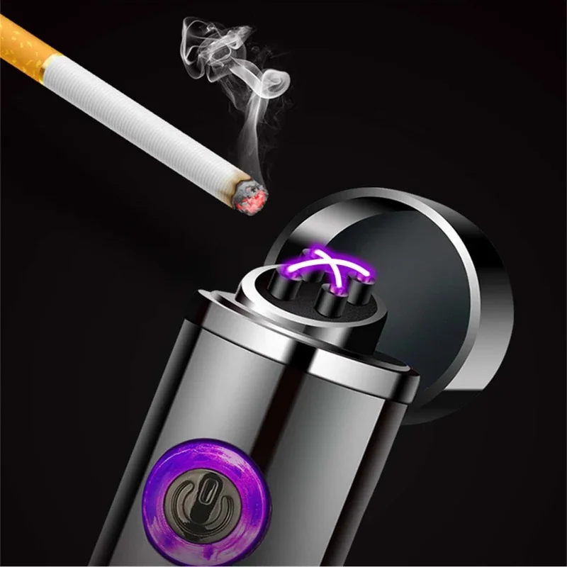 Ultra-thin Slender Strip Thin Strip Male And Female Double Arc Lighter USB Electronic Rechargeable Metal Mini Cigarette Lighter