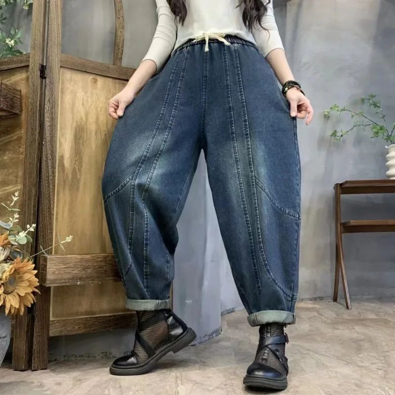 

Luxury brand clothes copy New Women's Dad Jeans, Carrot Harem Pants Plus Size Loose Casual Fashion Stylish Autumn Denim Trousers