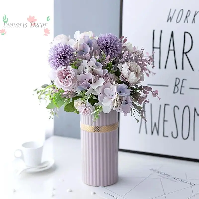 Ceramic vase simulated flower fake flower light luxury high-end living room dining table floral decoration ornament