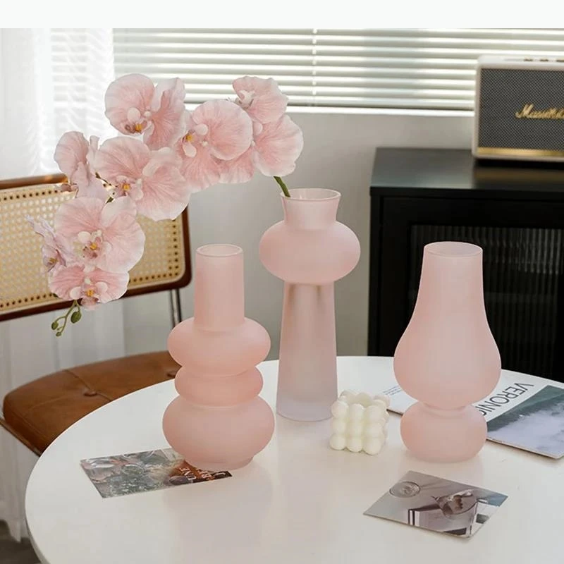 Retro Solid Color Glass Vase Desktop Irregular Flower Ware Flower Arrangement Vase Hydroponic Vase Household Art Decoration
