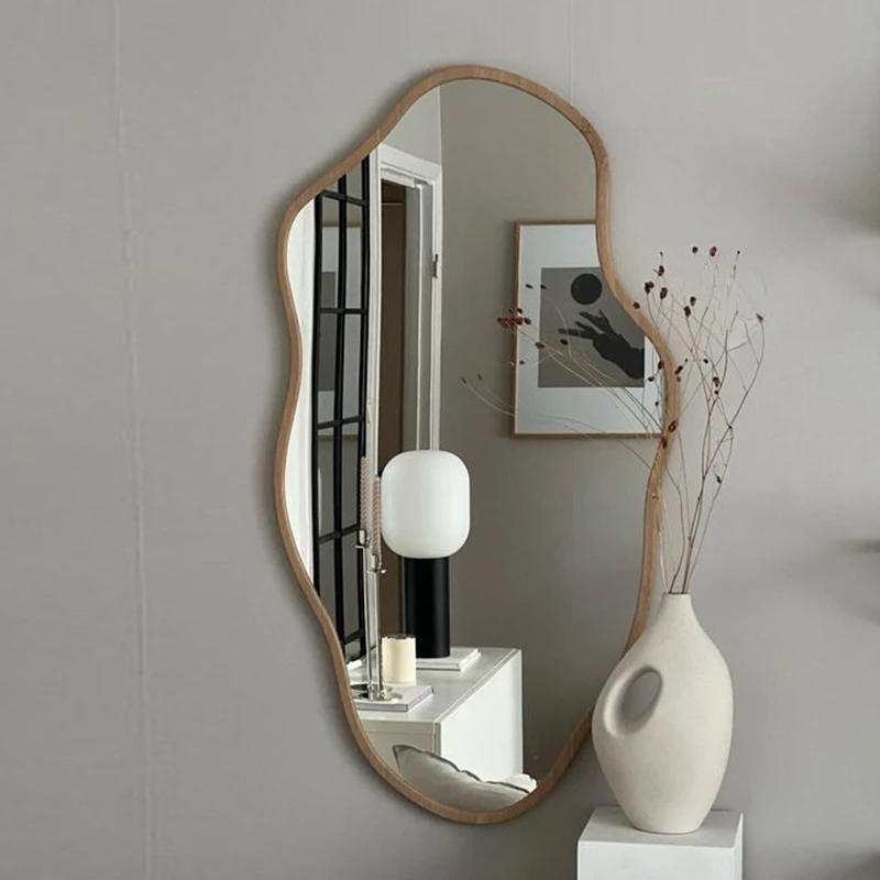 Glass Art Women Mirror Wall Frame Vanity Makeup Irregular Girls Mirror Luxury Korean Espejos Decorativos Nordic Home Decor