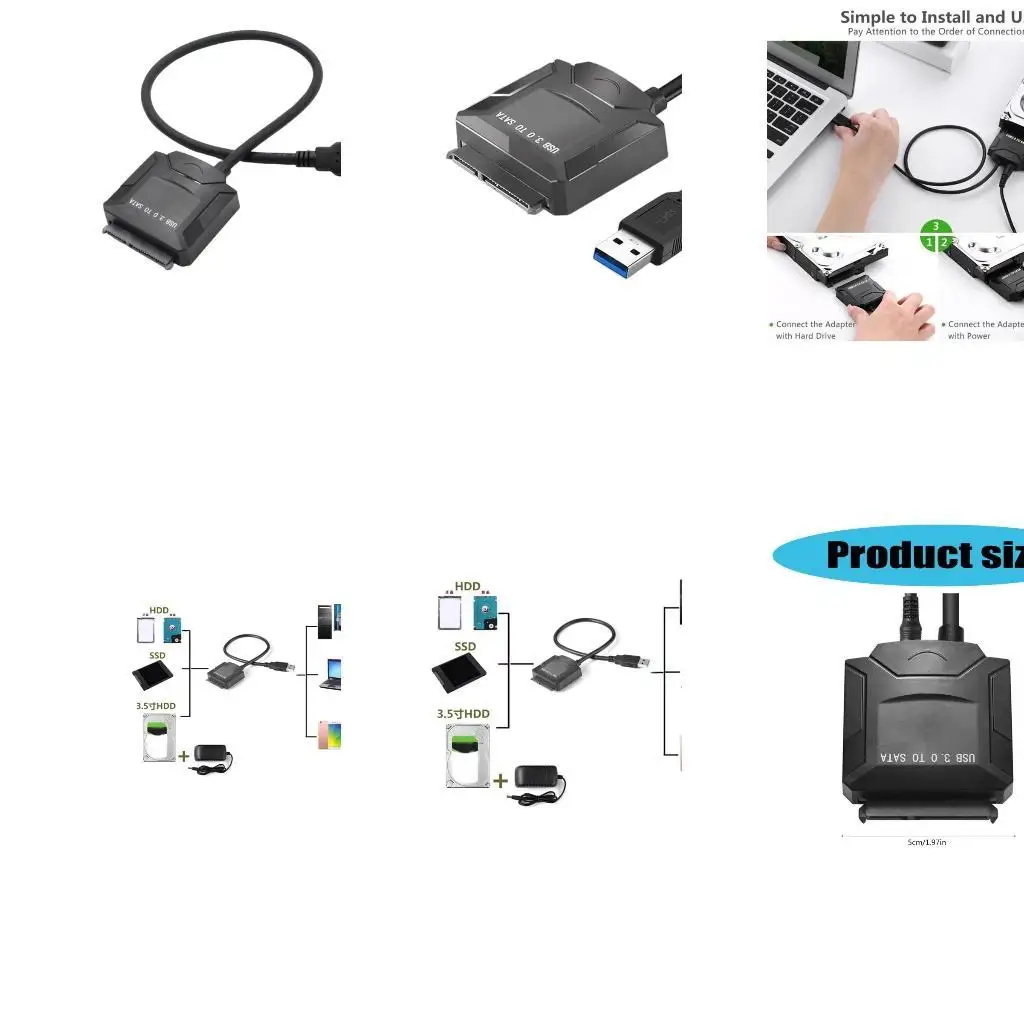 

31BA 22Pin to USB Cable USB to 2.5/3.5inch 22Pin Hard Drive Adapter External